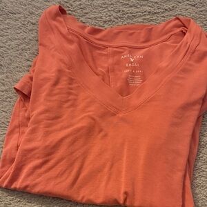 American Eagle Outfitters Women's V-Neck Tee - Orange